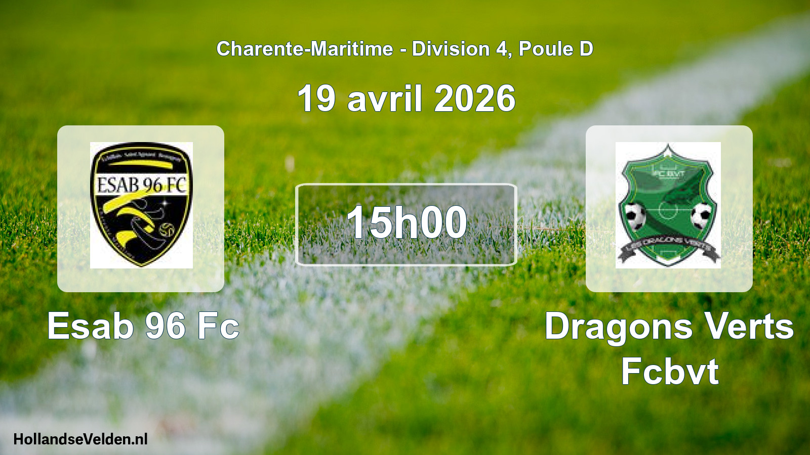 Geplande wedstrijd: Esab 96 Fc - Dragons Verts Fcbvt (19 avril 2026)