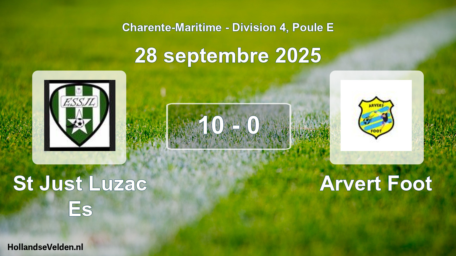 Gespeelde wedstrijd: St Just Luzac Es - Arvert Foot 10 - 0 (28 septembre 2025)