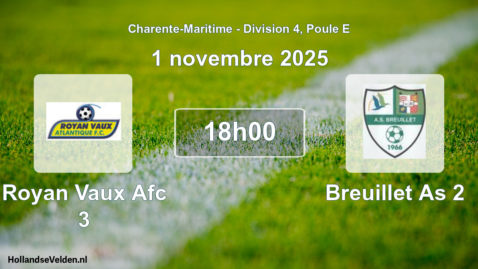 Geplande wedstrijd: Royan Vaux Afc 3 - Breuillet As 2 (1 novembre 2025)