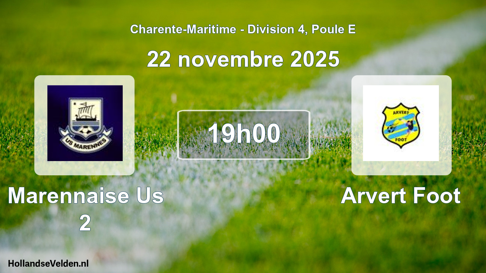 Geplande wedstrijd: Marennaise Us 2 - Arvert Foot (22 novembre 2025)