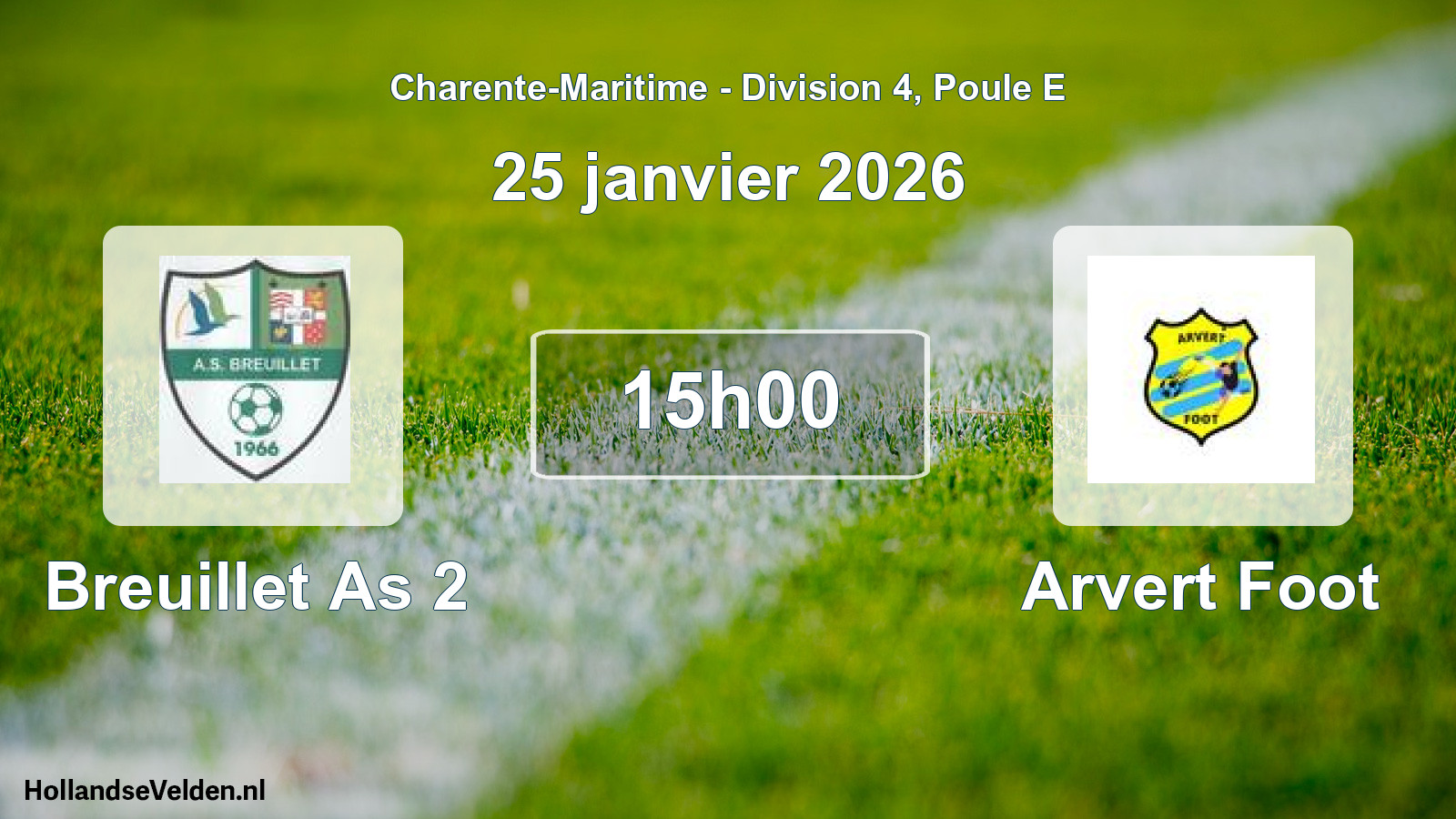 Geplande wedstrijd: Breuillet As 2 - Arvert Foot (25 janvier 2026)