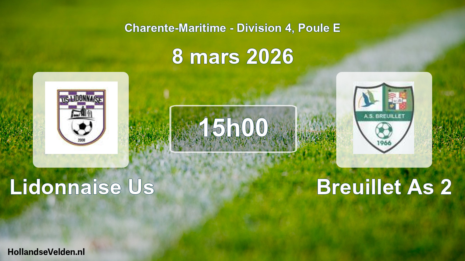 Geplande wedstrijd: Lidonnaise Us - Breuillet As 2 (8 mars 2026)