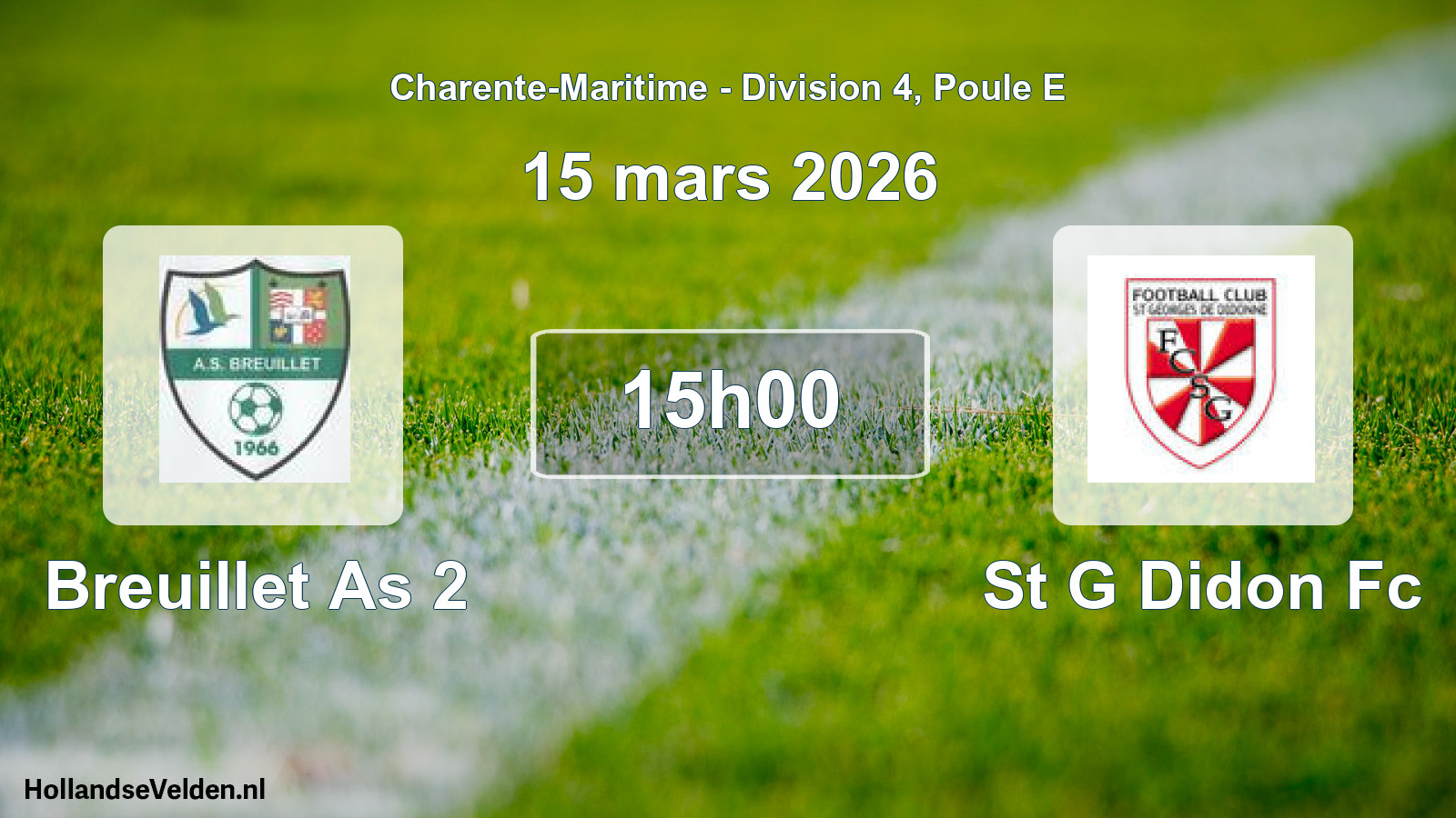Geplande wedstrijd: Breuillet As 2 - St G Didon Fc (15 mars 2026)