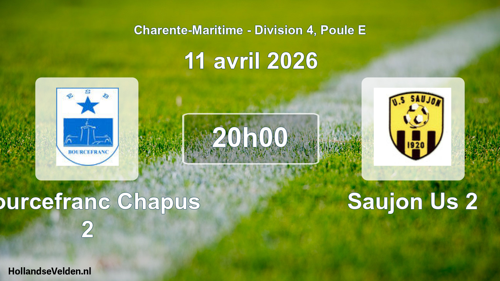Geplande wedstrijd: Bourcefranc Chapus 2 - Saujon Us 2 (11 avril 2026)