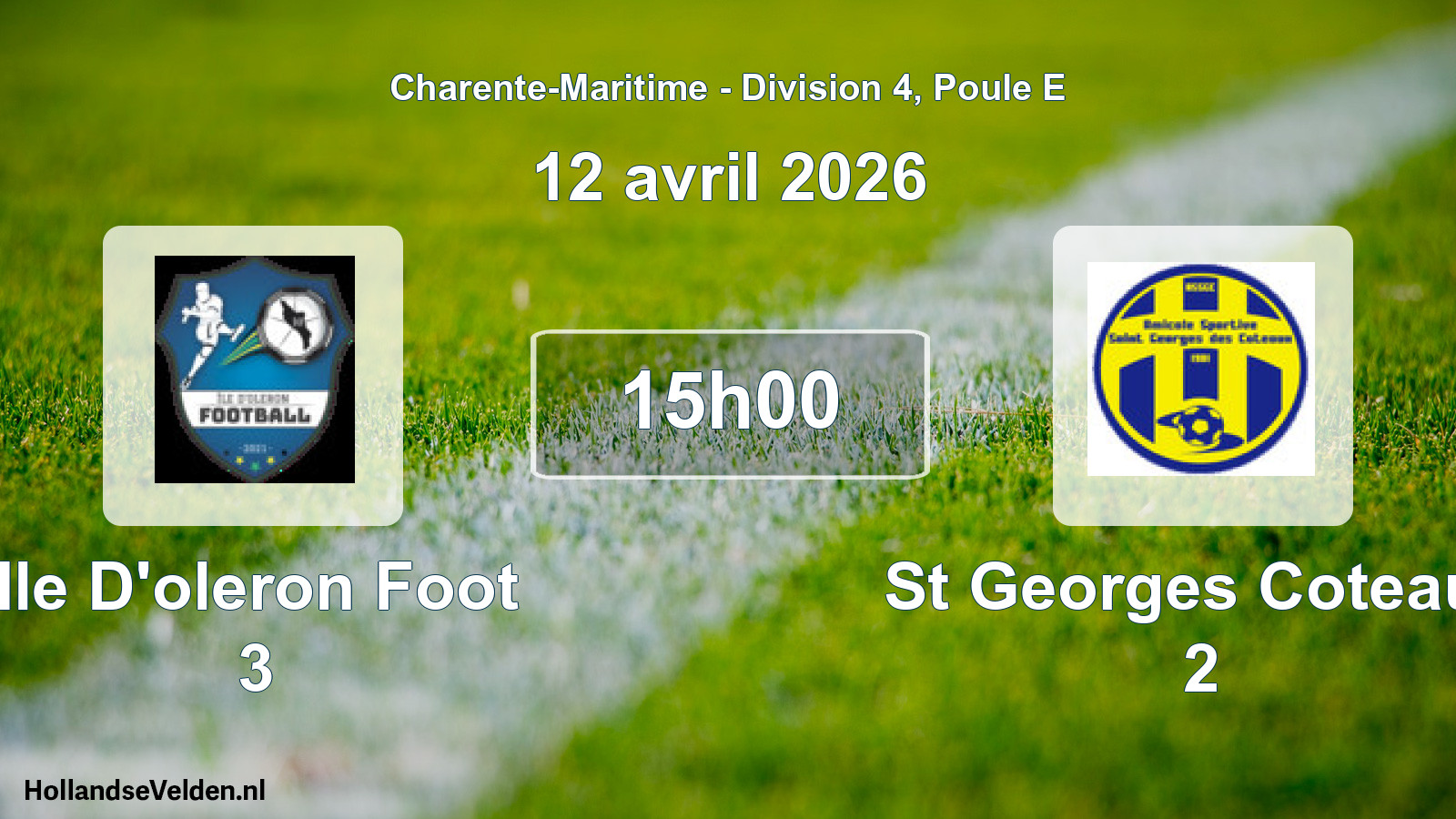 Geplande wedstrijd: Ile D'oleron Foot 3 - St Georges Coteaux 2 (12 avril 2026)