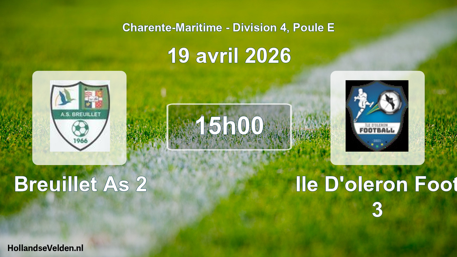 Geplande wedstrijd: Breuillet As 2 - Ile D'oleron Foot 3 (19 avril 2026)