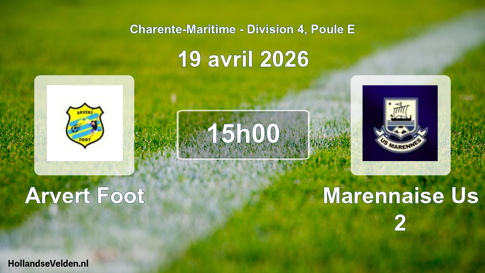 Geplande wedstrijd: Arvert Foot - Marennaise Us 2 (19 avril 2026)
