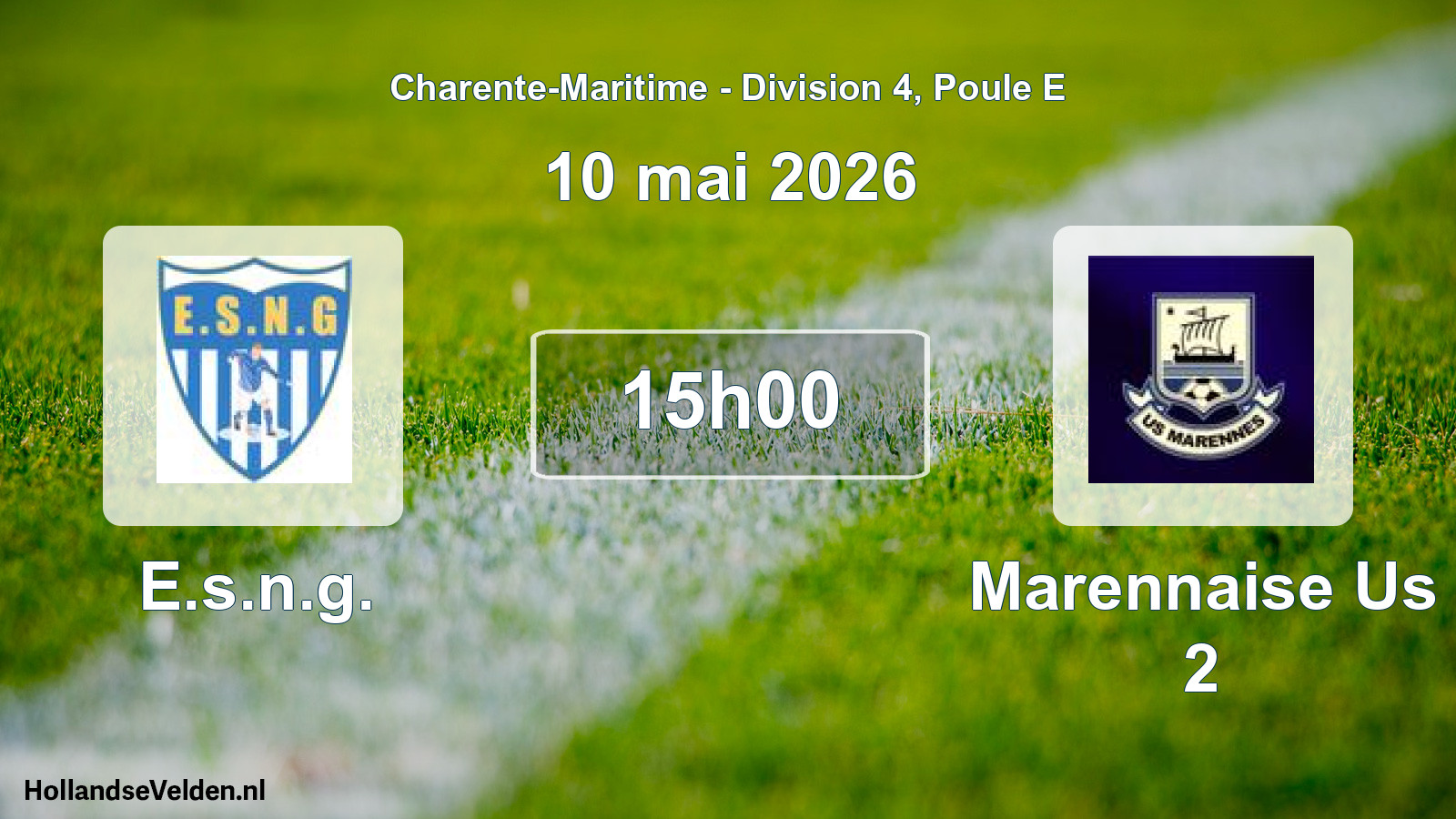 Geplande wedstrijd: E.s.n.g. - Marennaise Us 2 (10 mai 2026)
