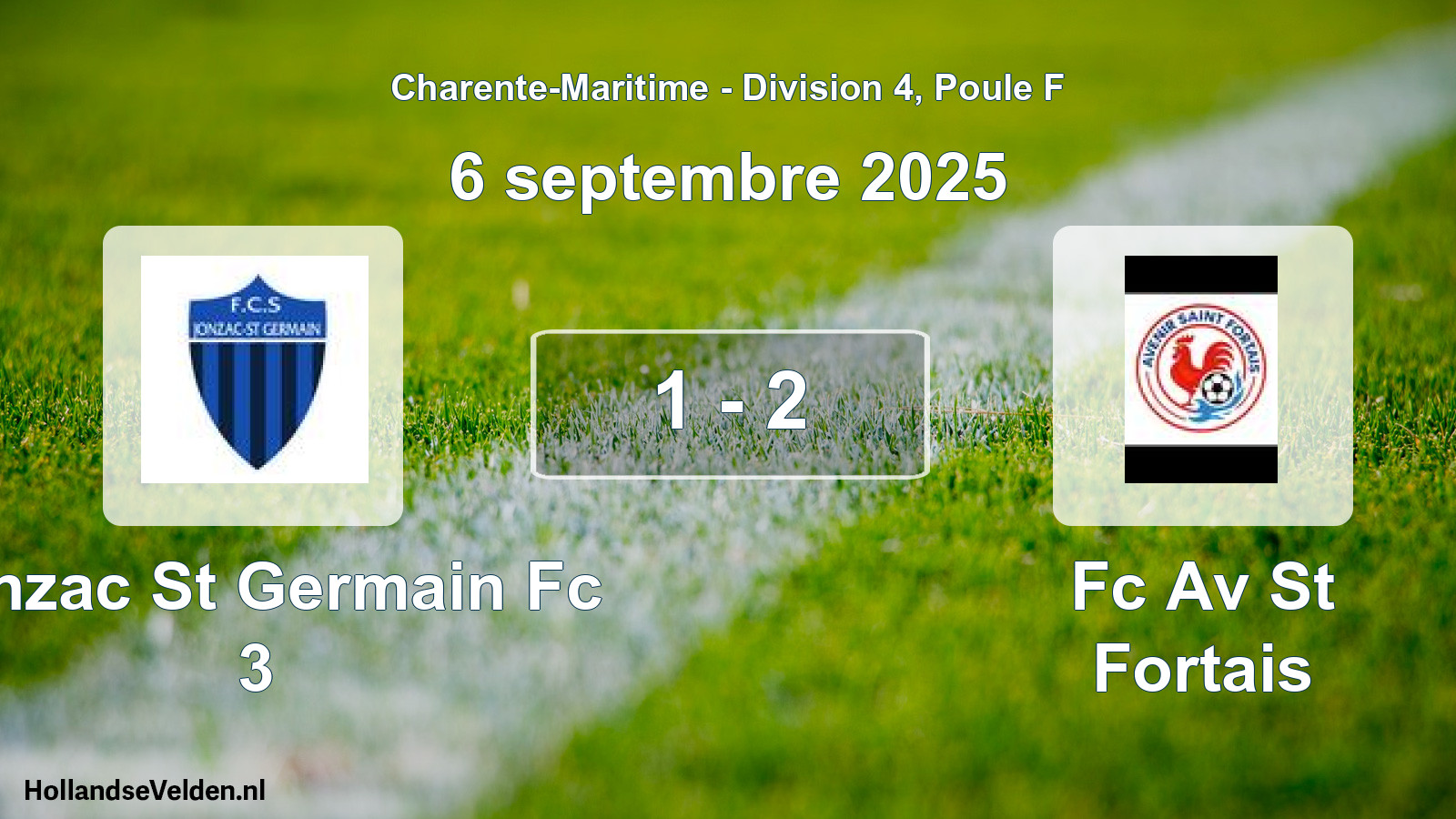 Gespeelde wedstrijd: Jonzac St Germain Fc 3 - Fc Av St Fortais 1 - 2 (6 septembre 2025)
