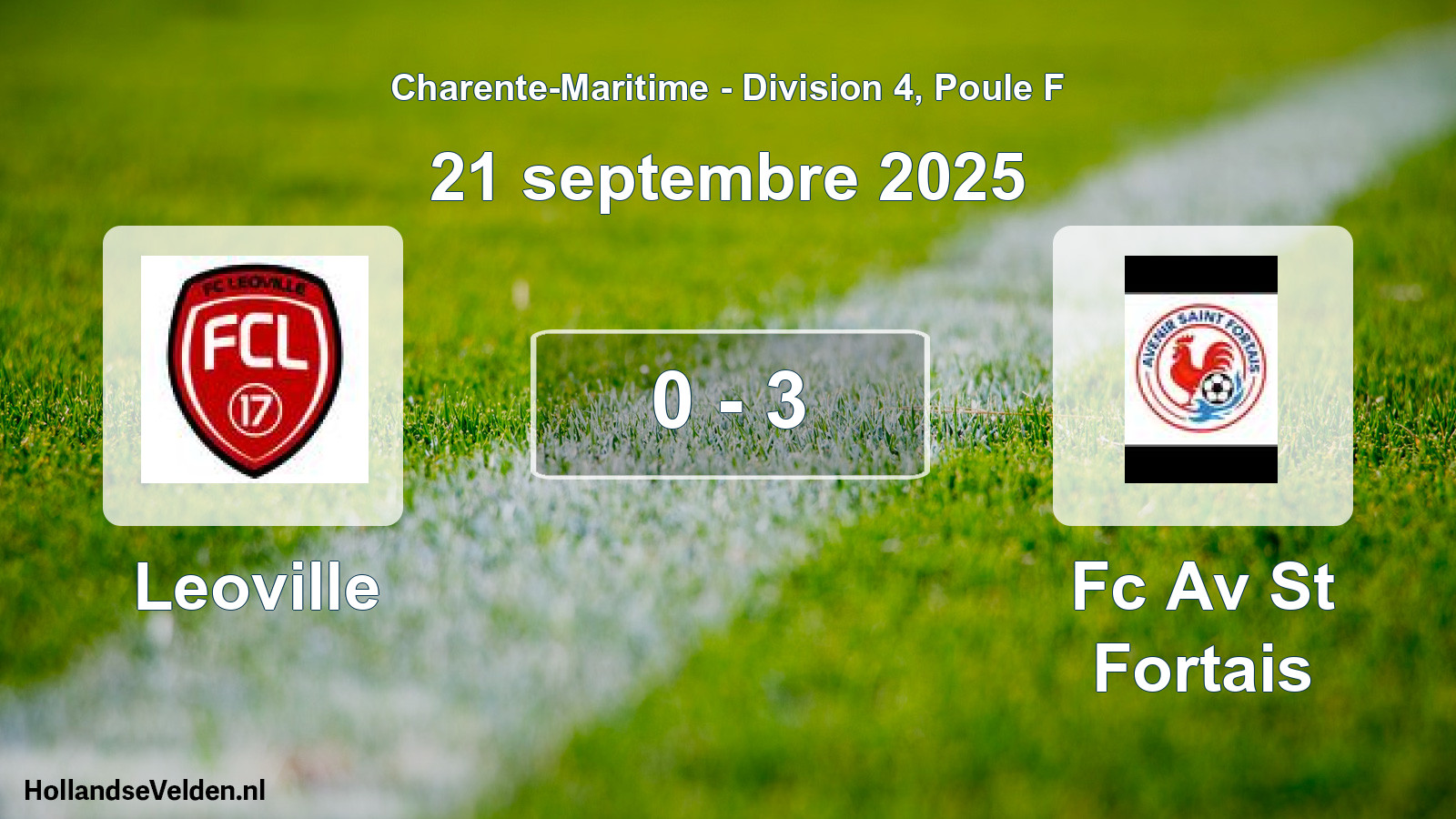 Gespeelde wedstrijd: Leoville - Fc Av St Fortais 0 - 3 (21 septembre 2025)