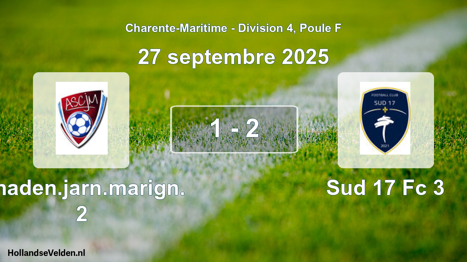 Gespeelde wedstrijd: Chaden.jarn.marign. 2 - Sud 17 Fc 3 1 - 2 (27 septembre 2025)