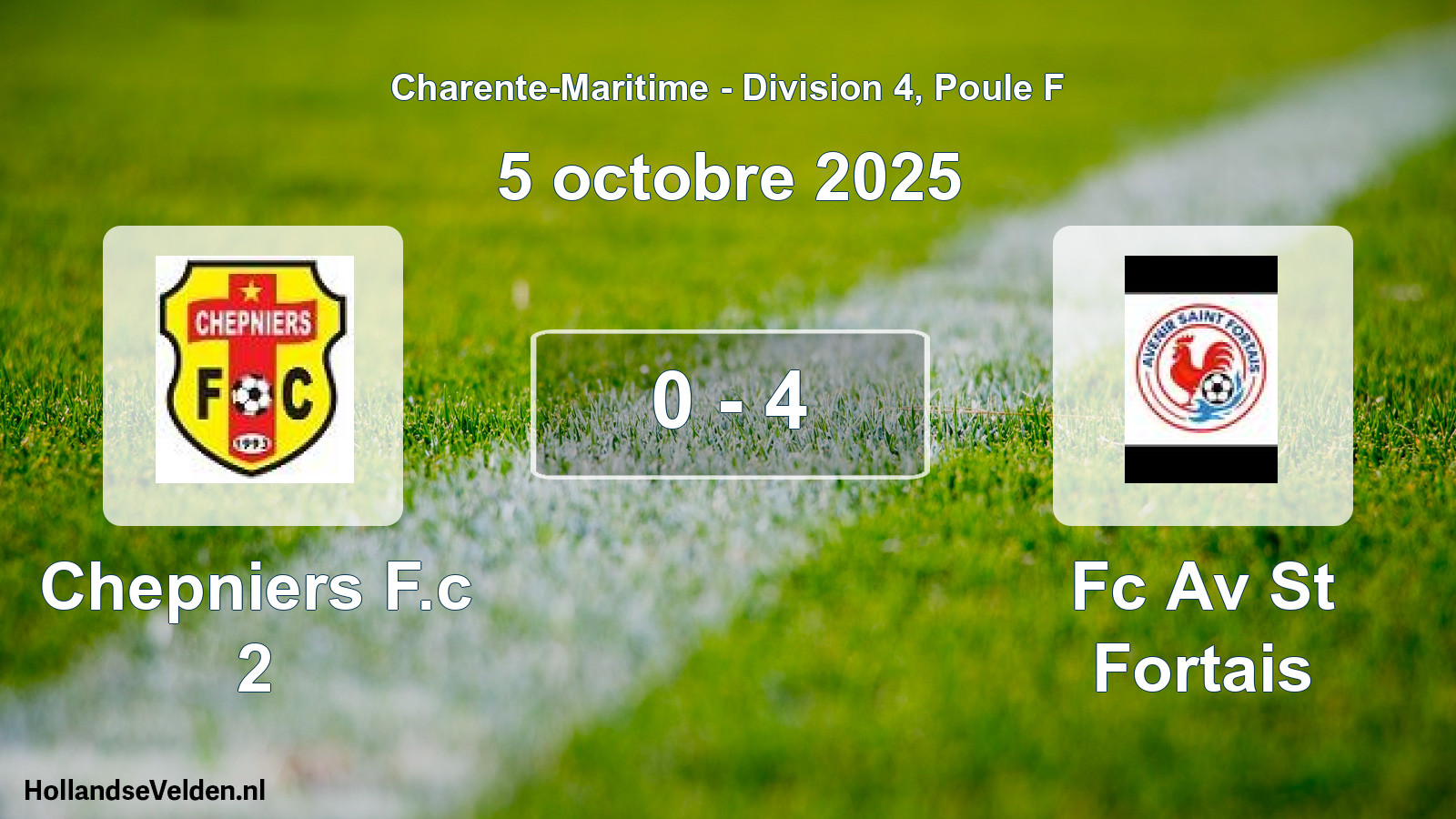 Gespeelde wedstrijd: Chepniers F.c 2 - Fc Av St Fortais 0 - 4 (5 octobre 2025)