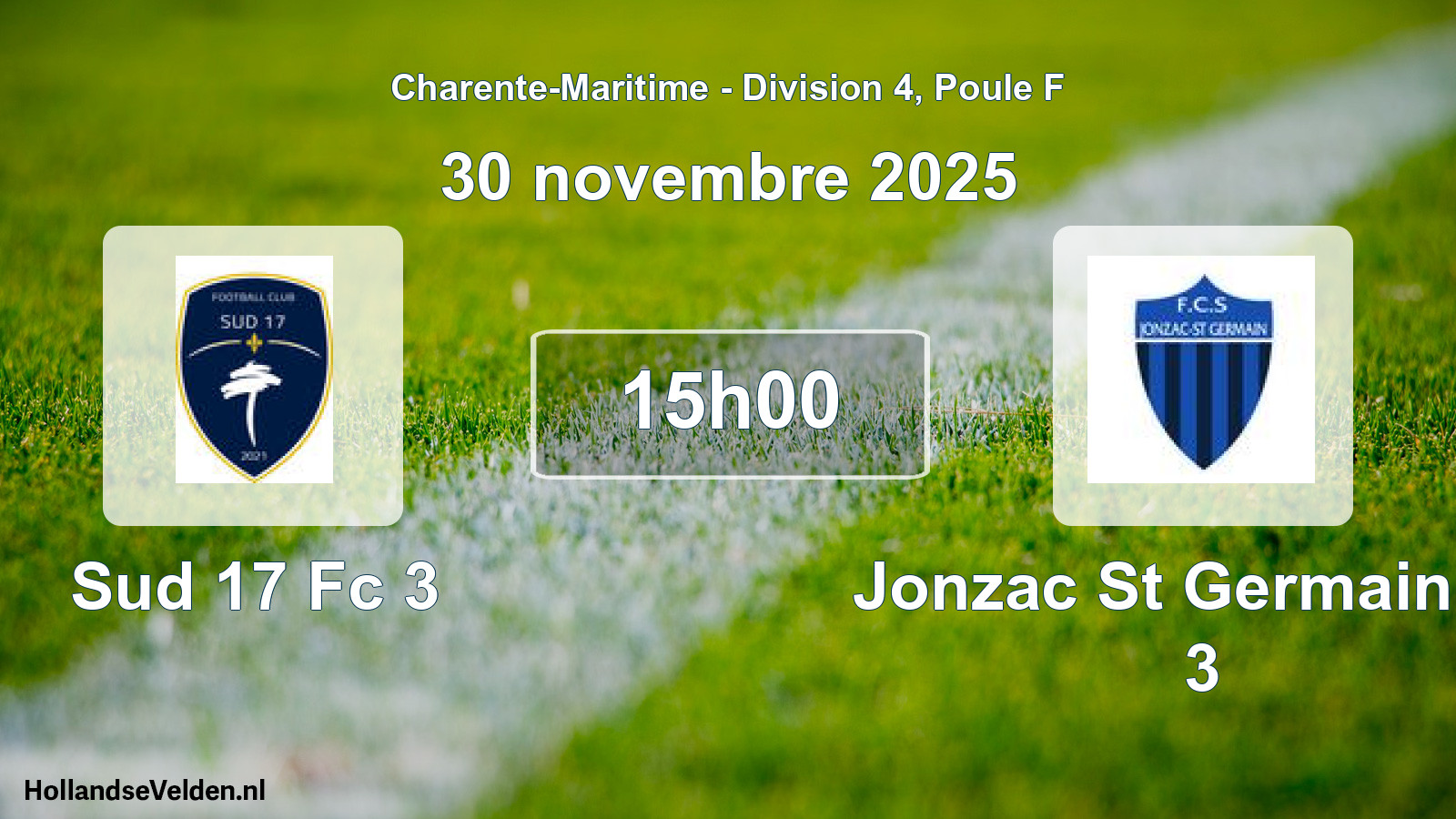 Scheduled Match: Sud 17 Fc 3 - Jonzac St Germain Fc 3 (30 November 2025)