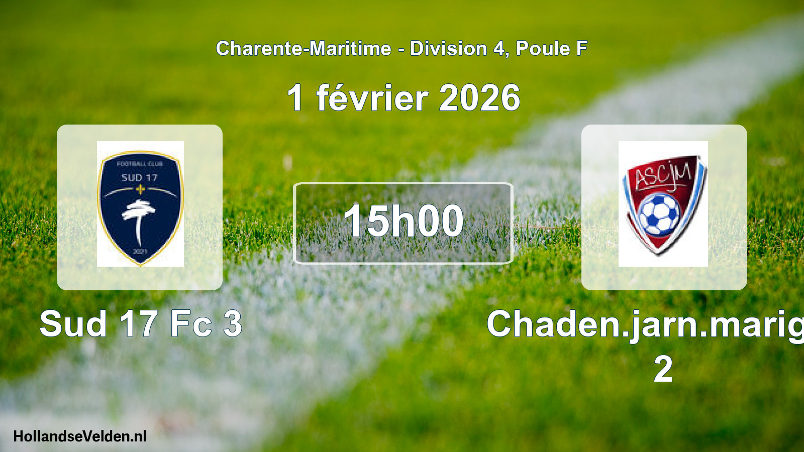 Scheduled Match: Sud 17 Fc 3 - Chaden.jarn.marign. 2 (1 February 2026)