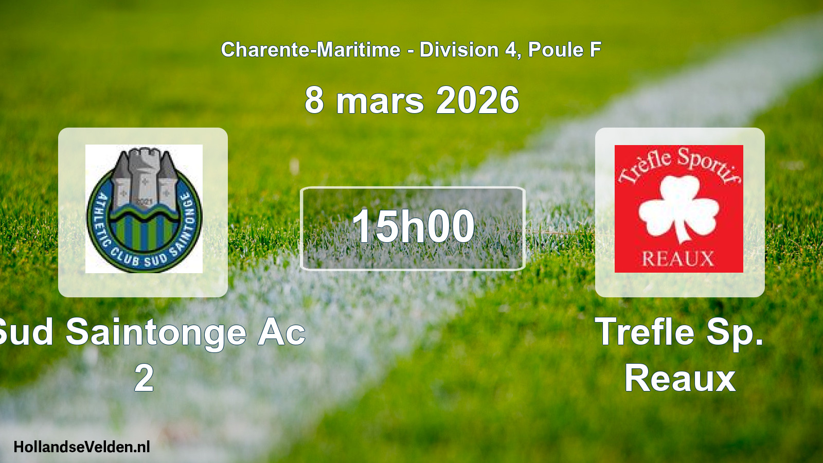 Geplande wedstrijd: Sud Saintonge Ac 2 - Trefle Sp. Reaux (8 mars 2026)