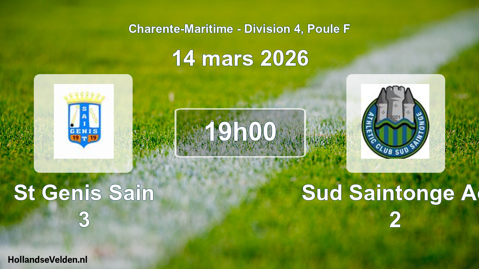 Geplande wedstrijd: St Genis Sain 3 - Sud Saintonge Ac 2 (14 mars 2026)