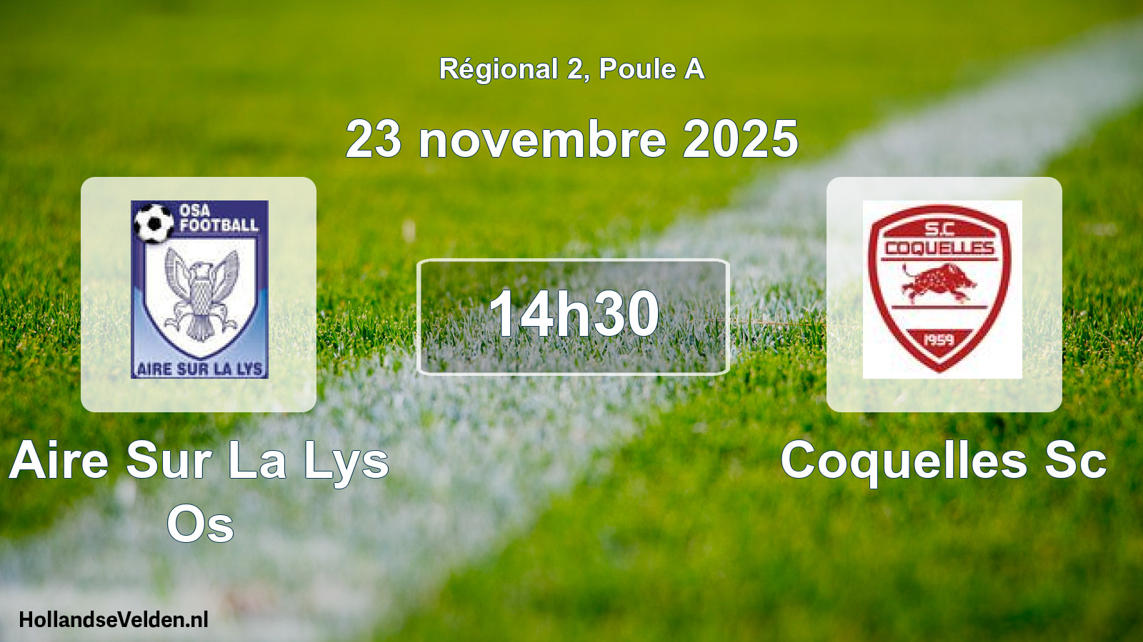 Geplande wedstrijd: Aire Sur La Lys Os - Coquelles Sc (23 novembre 2025)