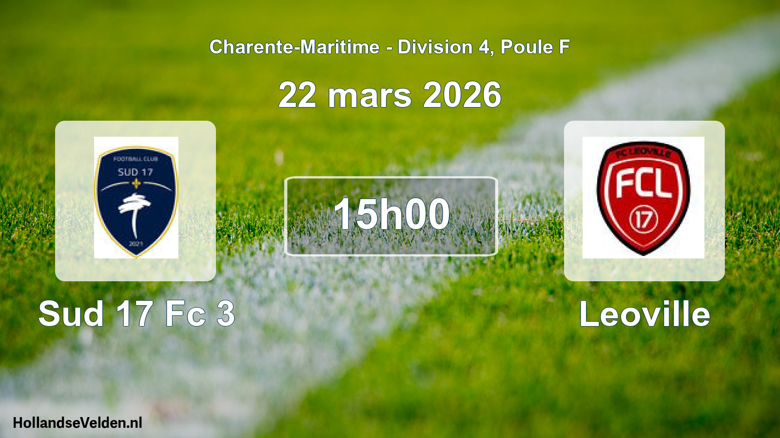 Geplande wedstrijd: Sud 17 Fc 3 - Leoville (22 mars 2026)
