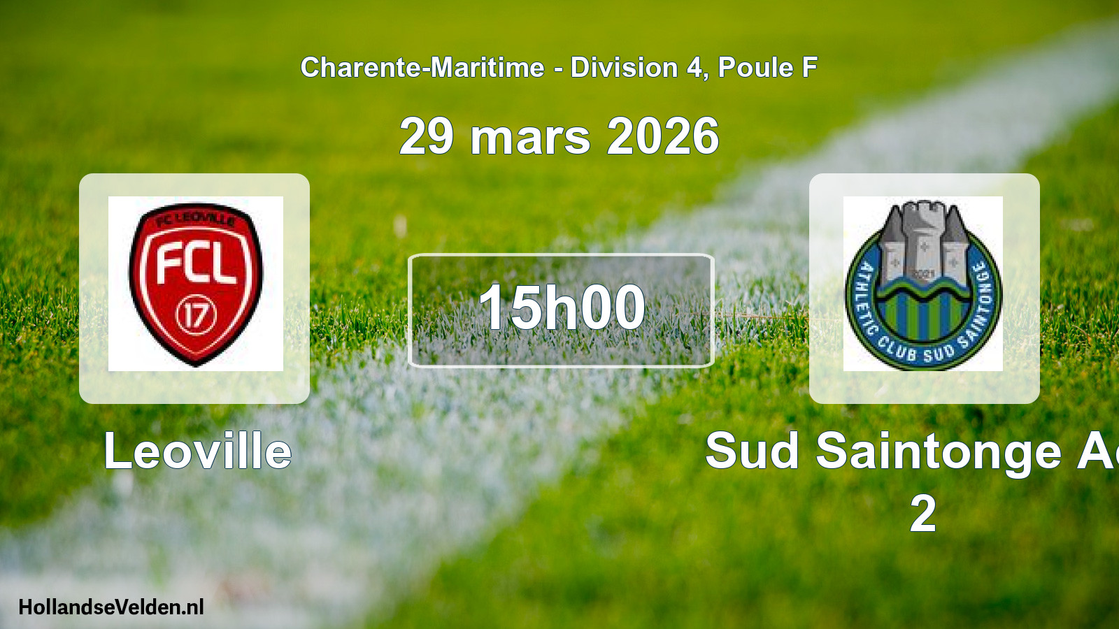 Geplande wedstrijd: Leoville - Sud Saintonge Ac 2 (29 mars 2026)