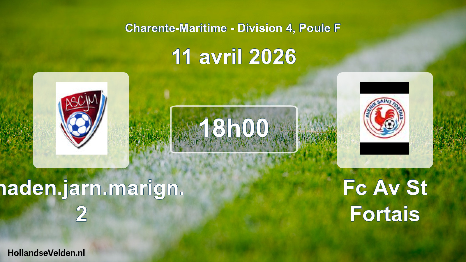 Geplande wedstrijd: Chaden.jarn.marign. 2 - Fc Av St Fortais (11 avril 2026)