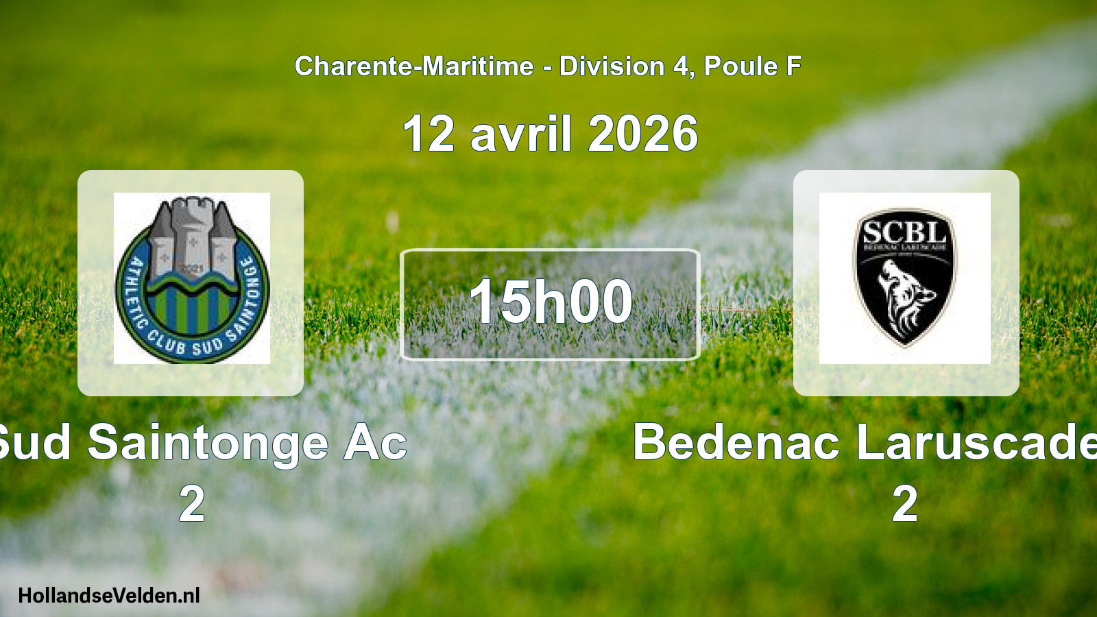 Geplande wedstrijd: Sud Saintonge Ac 2 - Bedenac Laruscade Sc 2 (12 avril 2026)