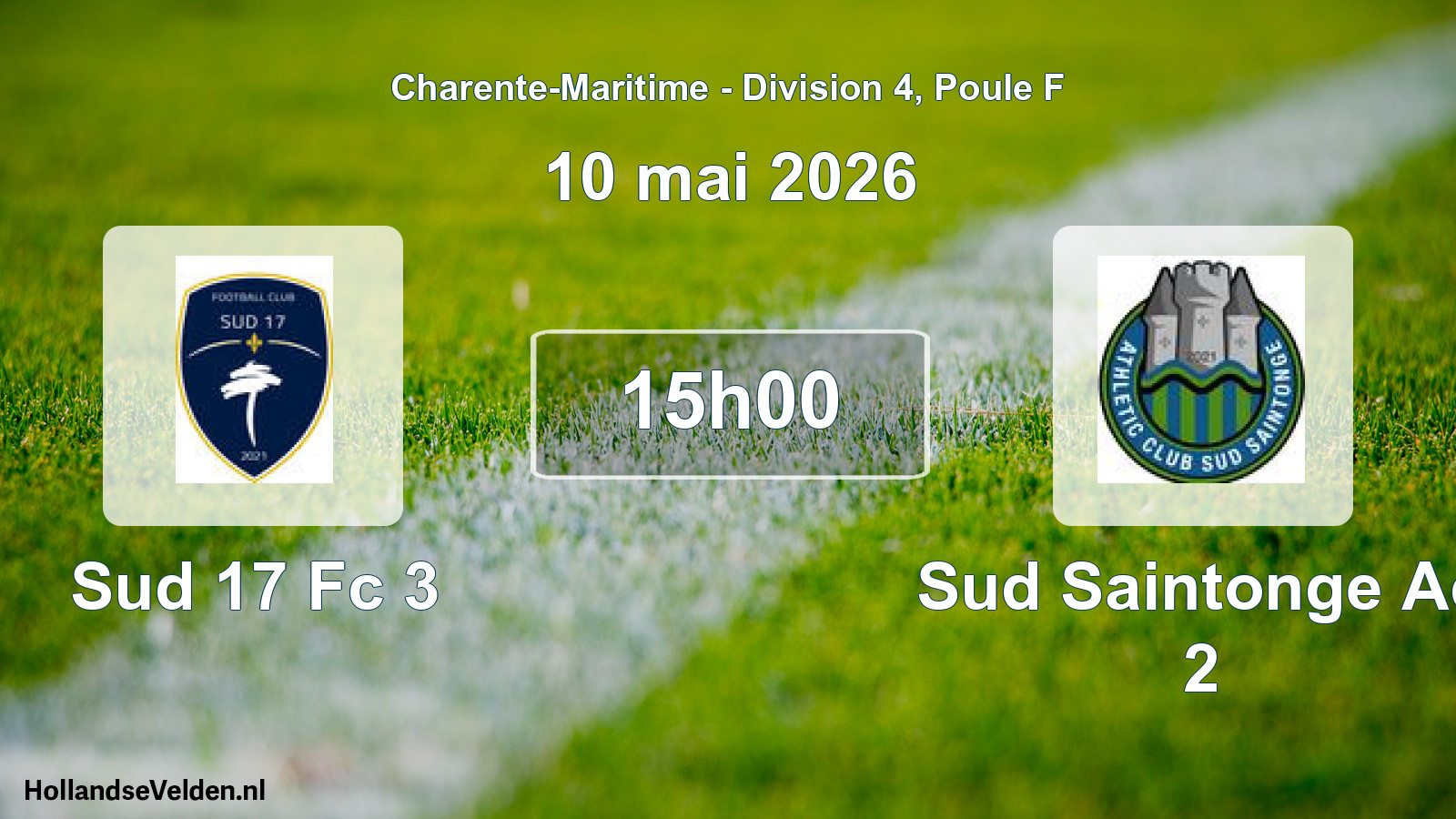 Geplande wedstrijd: Sud 17 Fc 3 - Sud Saintonge Ac 2 (10 mei 2026)