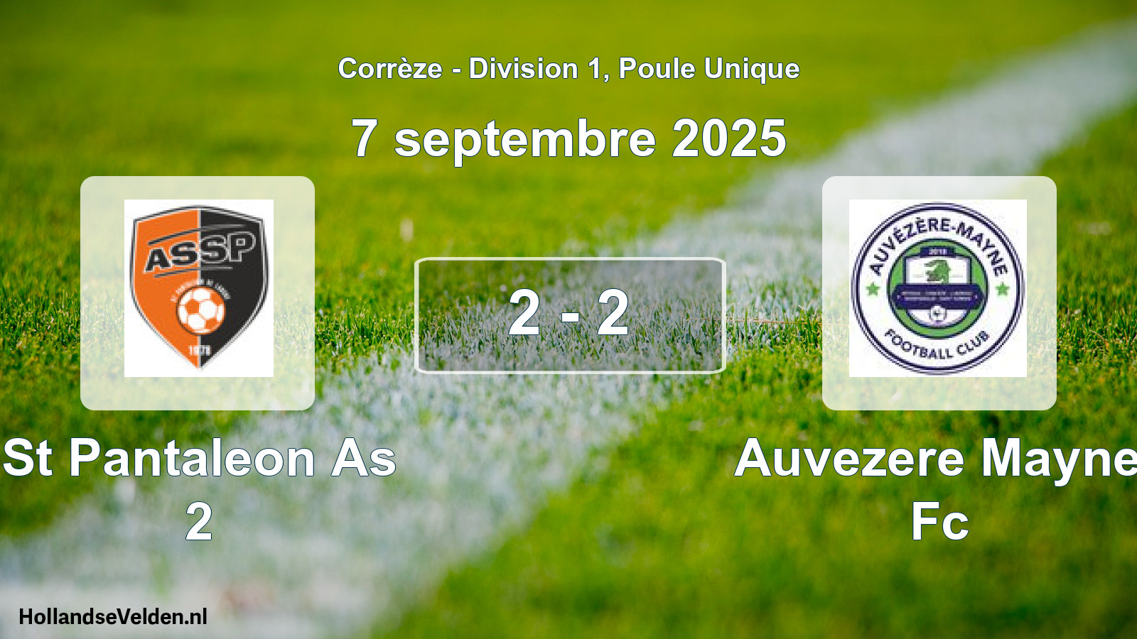 Gespeelde wedstrijd: St Pantaleon As 2 - Auvezere Mayne Fc 2 - 2 (7 septembre 2025)