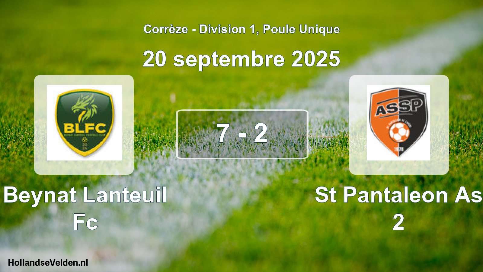 Gespeelde wedstrijd: Beynat Lanteuil Fc - St Pantaleon As 2 7 - 2 (20 september 2025)