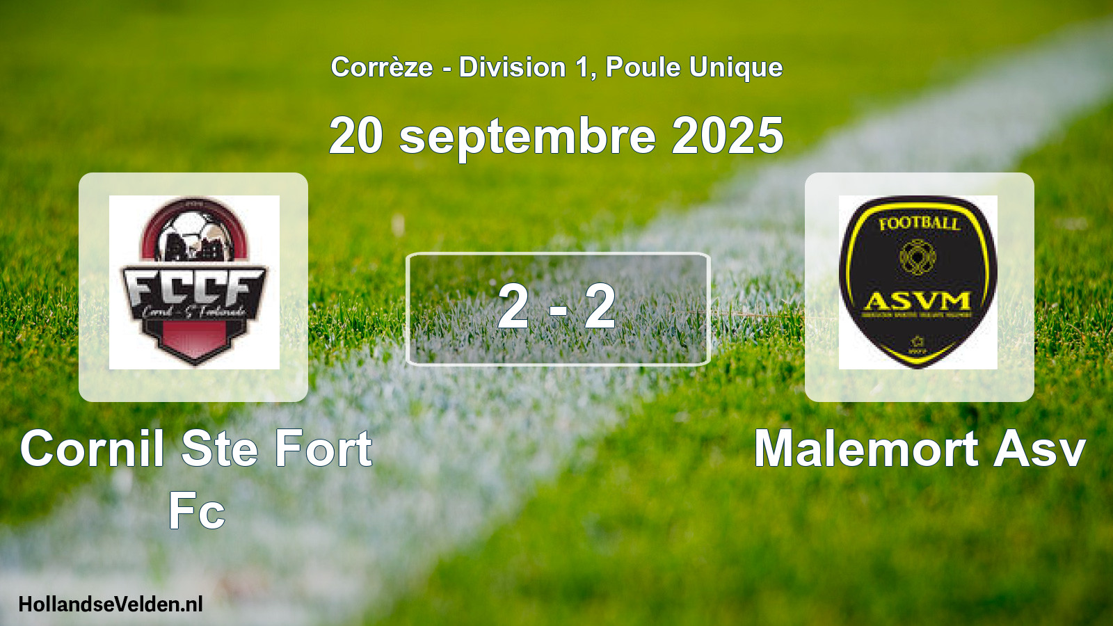 Total number of matches played: Cornil Ste Fort Fc - Malemort Asv 2 - 2 (20 September 2025)