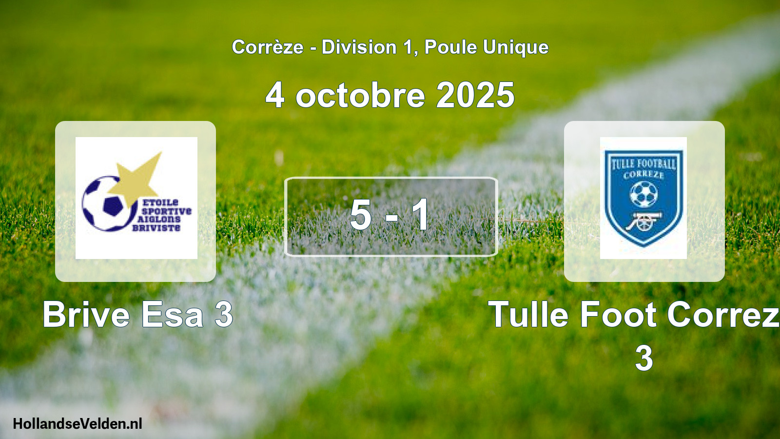 Gespeelde wedstrijd: Brive Esa 3 - Tulle Foot Correze 3 5 - 1 (4 oktober 2025)