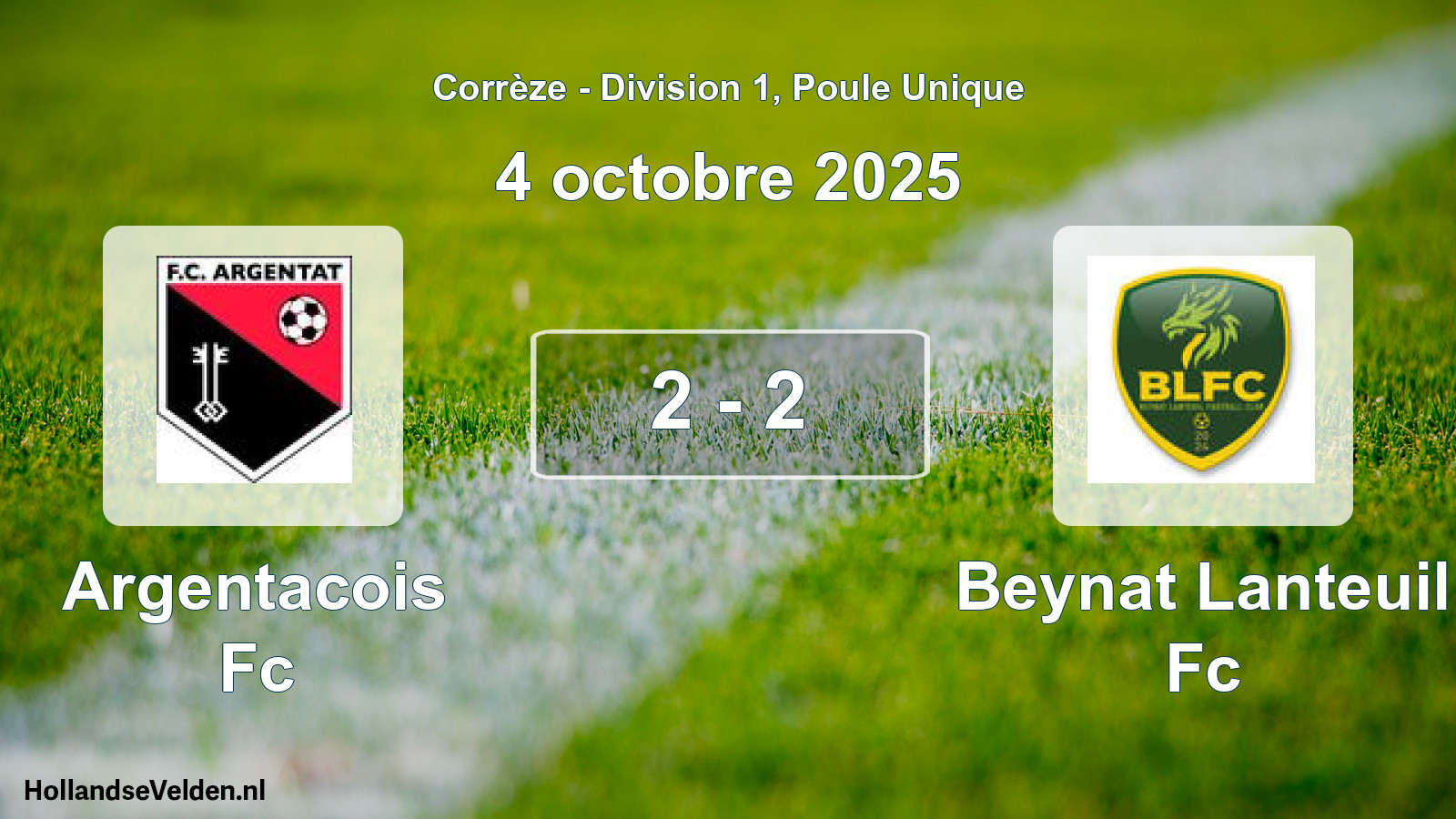 Gespeelde wedstrijd: Argentacois Fc - Beynat Lanteuil Fc 2 - 2 (4 oktober 2025)