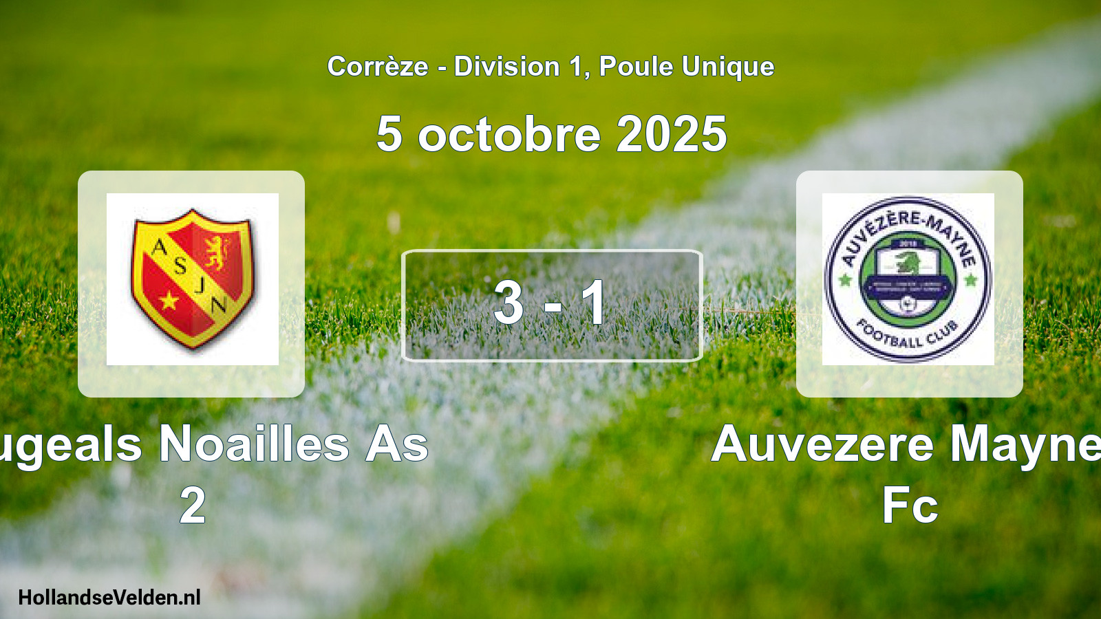Gespeelde wedstrijd: Jugeals Noailles As 2 - Auvezere Mayne Fc 3 - 1 (5 oktober 2025)