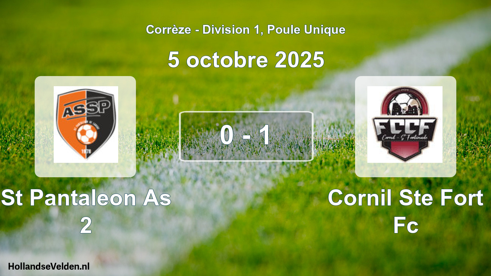 Gespeelde wedstrijd: St Pantaleon As 2 - Cornil Ste Fort Fc 0 - 1 (5 octobre 2025)