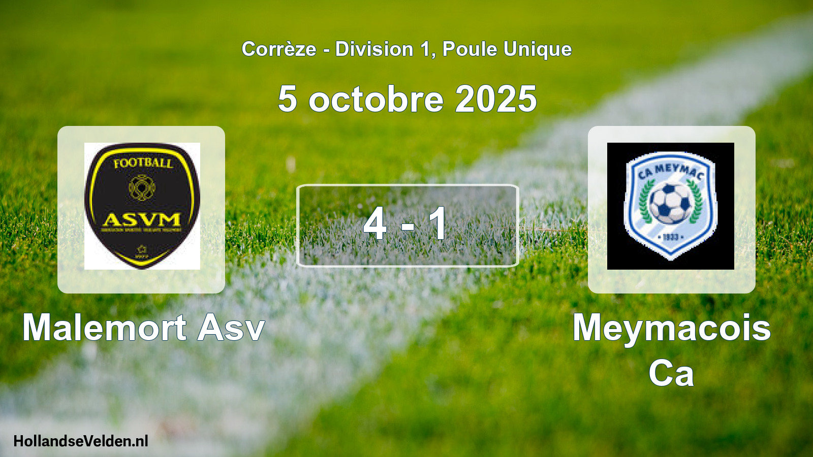 Gespeelde wedstrijd: Malemort Asv - Meymacois Ca 4 - 1 (5 oktober 2025)