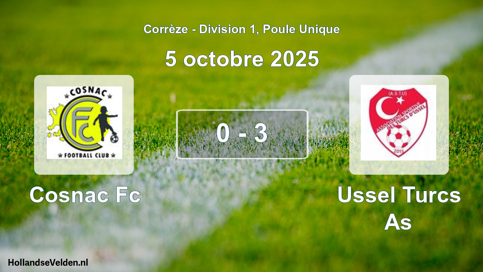 Gespeelde wedstrijd: Cosnac Fc - Ussel Turcs As 0 - 3 (5 oktober 2025)