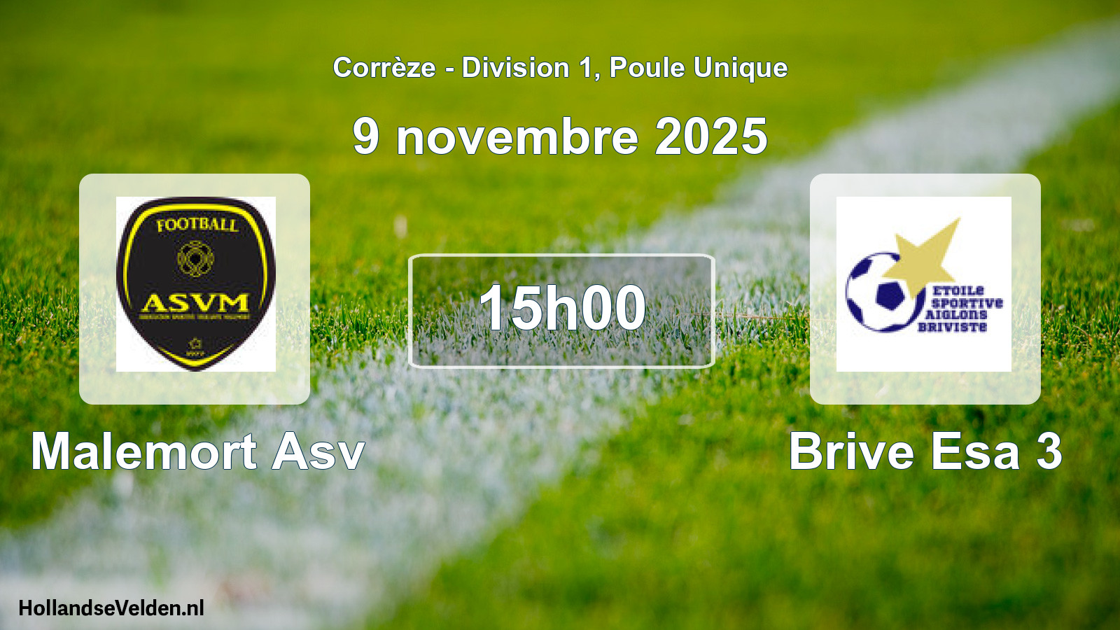 Geplande wedstrijd: Malemort Asv - Brive Esa 3 (9 novembre 2025)