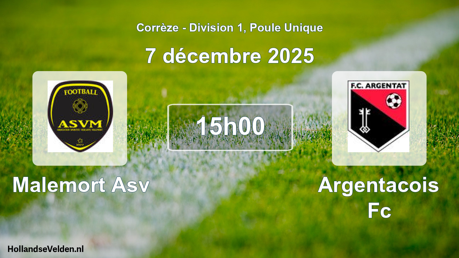 Geplande wedstrijd: Malemort Asv - Argentacois Fc (7 décembre 2025)