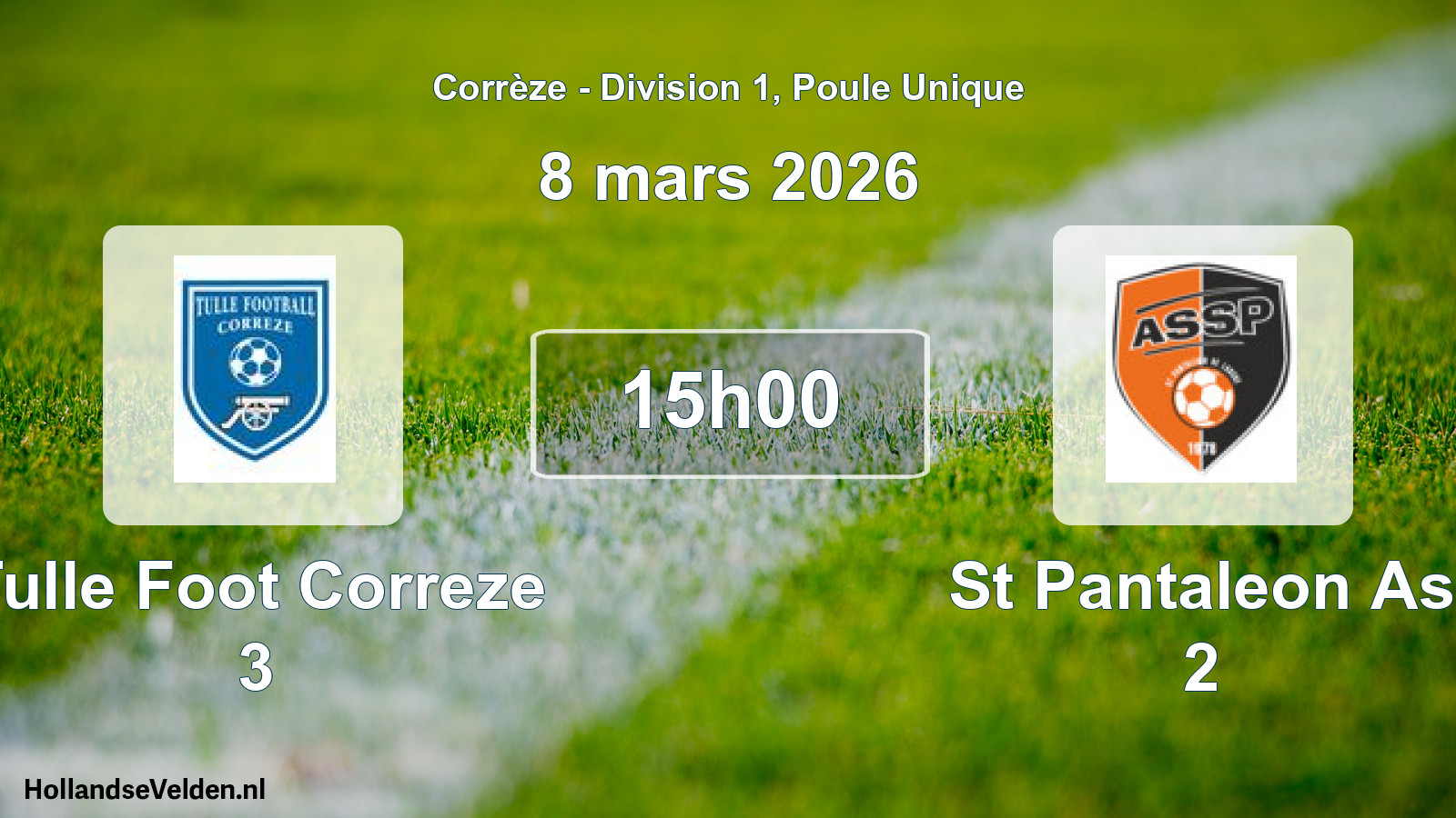 Geplande wedstrijd: Tulle Foot Correze 3 - St Pantaleon As 2 (8 maart 2026)