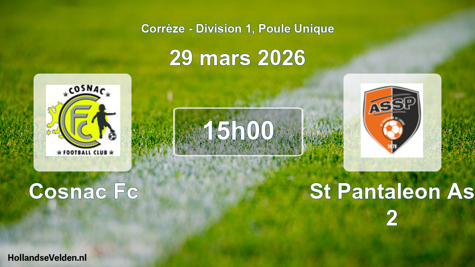 Geplande wedstrijd: Cosnac Fc - St Pantaleon As 2 (29 maart 2026)