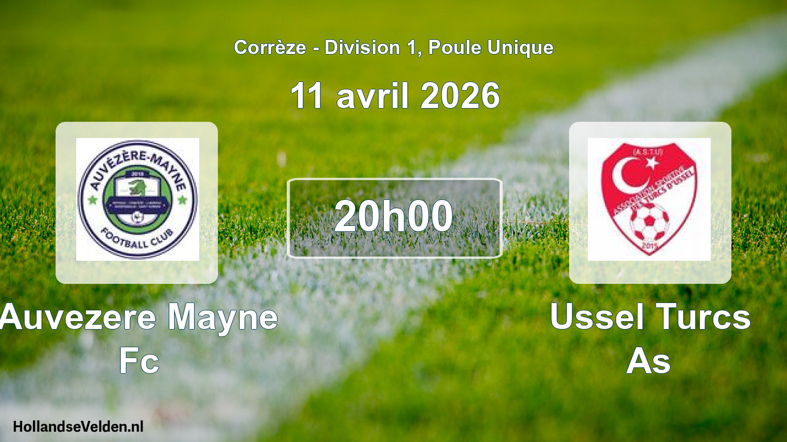 Geplande wedstrijd: Auvezere Mayne Fc - Ussel Turcs As (11 april 2026)