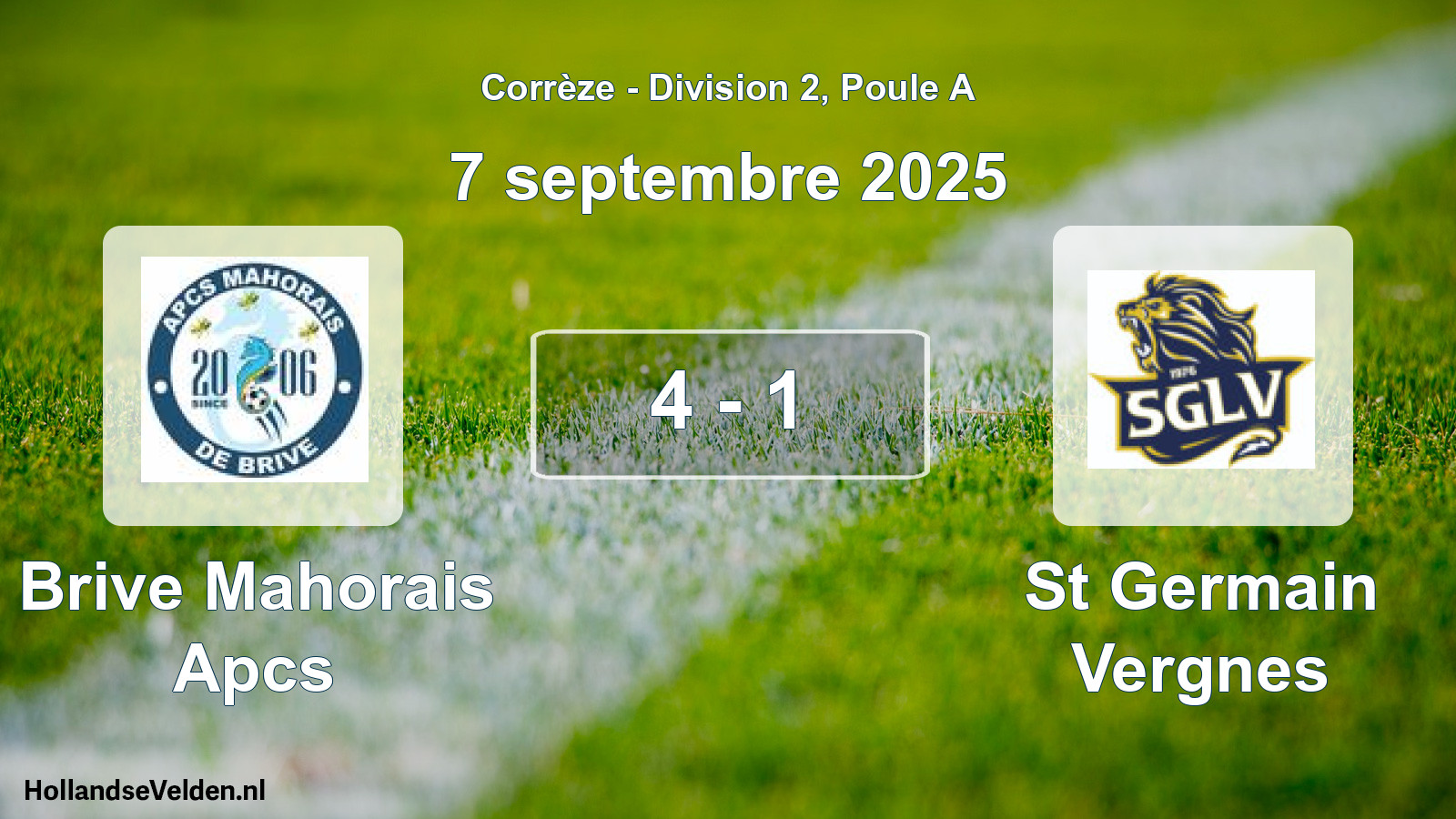 Total number of matches played: Brive Mahorais Apcs - St Germain Vergnes 4 - 1 (7 September 2025)