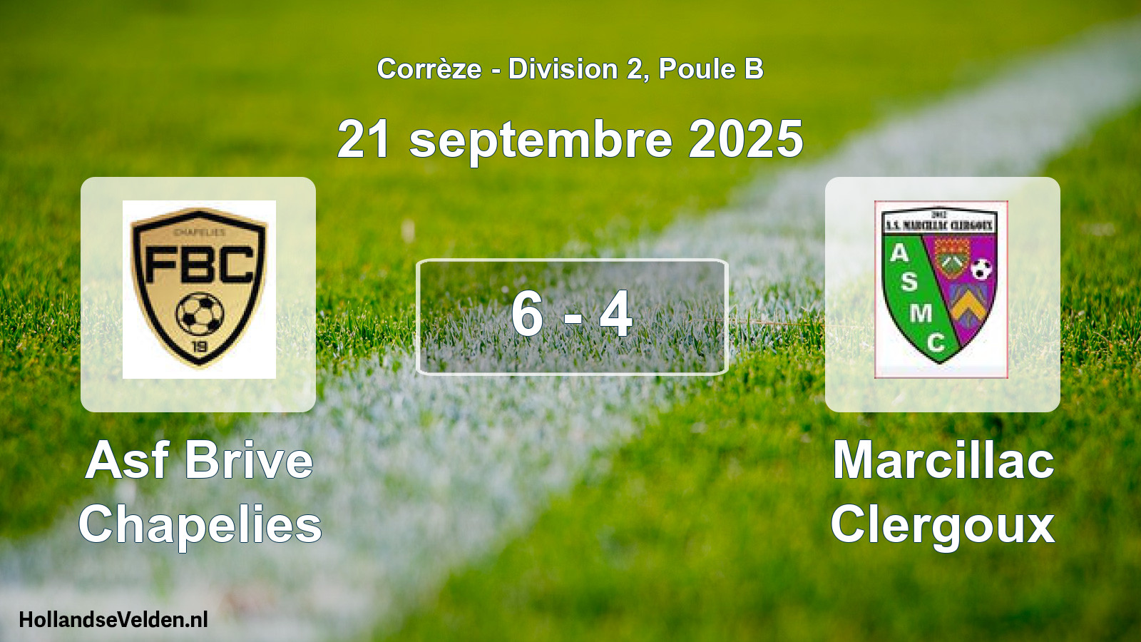 Gespeelde wedstrijd: Asf Brive Chapelies - Marcillac Clergoux 6 - 4 (21 septembre 2025)
