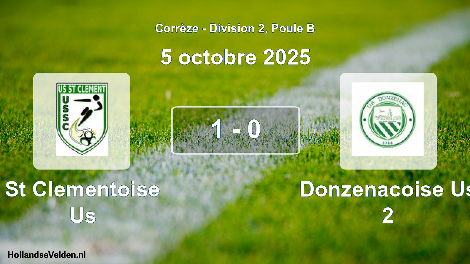 Gespeelde wedstrijd: St Clementoise Us - Donzenacoise Us 2 1 - 0 (5 octobre 2025)