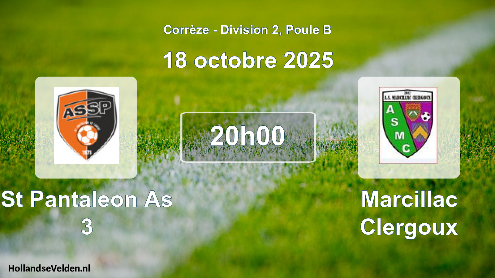 Geplande wedstrijd: St Pantaleon As 3 - Marcillac Clergoux (18 octobre 2025)