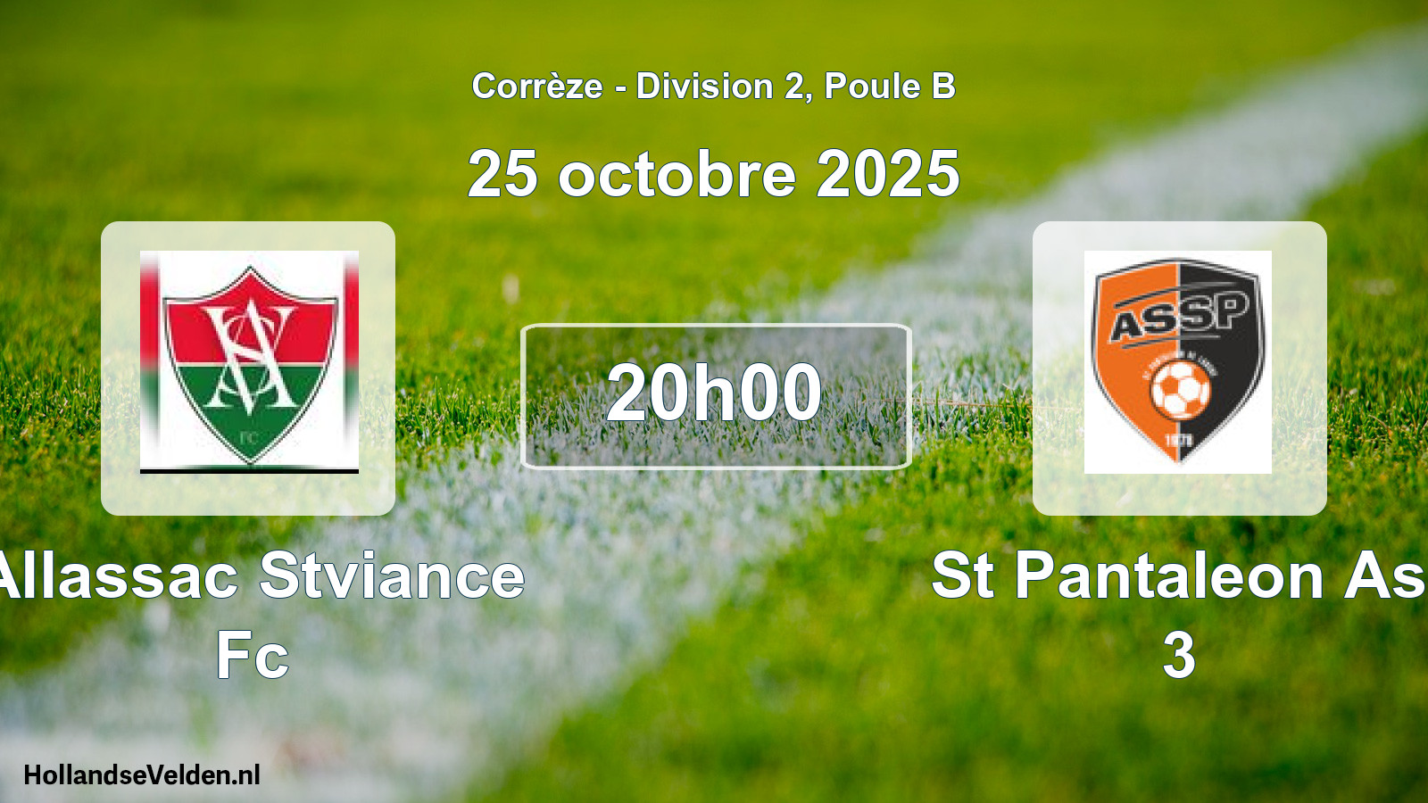 Geplande wedstrijd: Allassac Stviance Fc - St Pantaleon As 3 (25 octobre 2025)