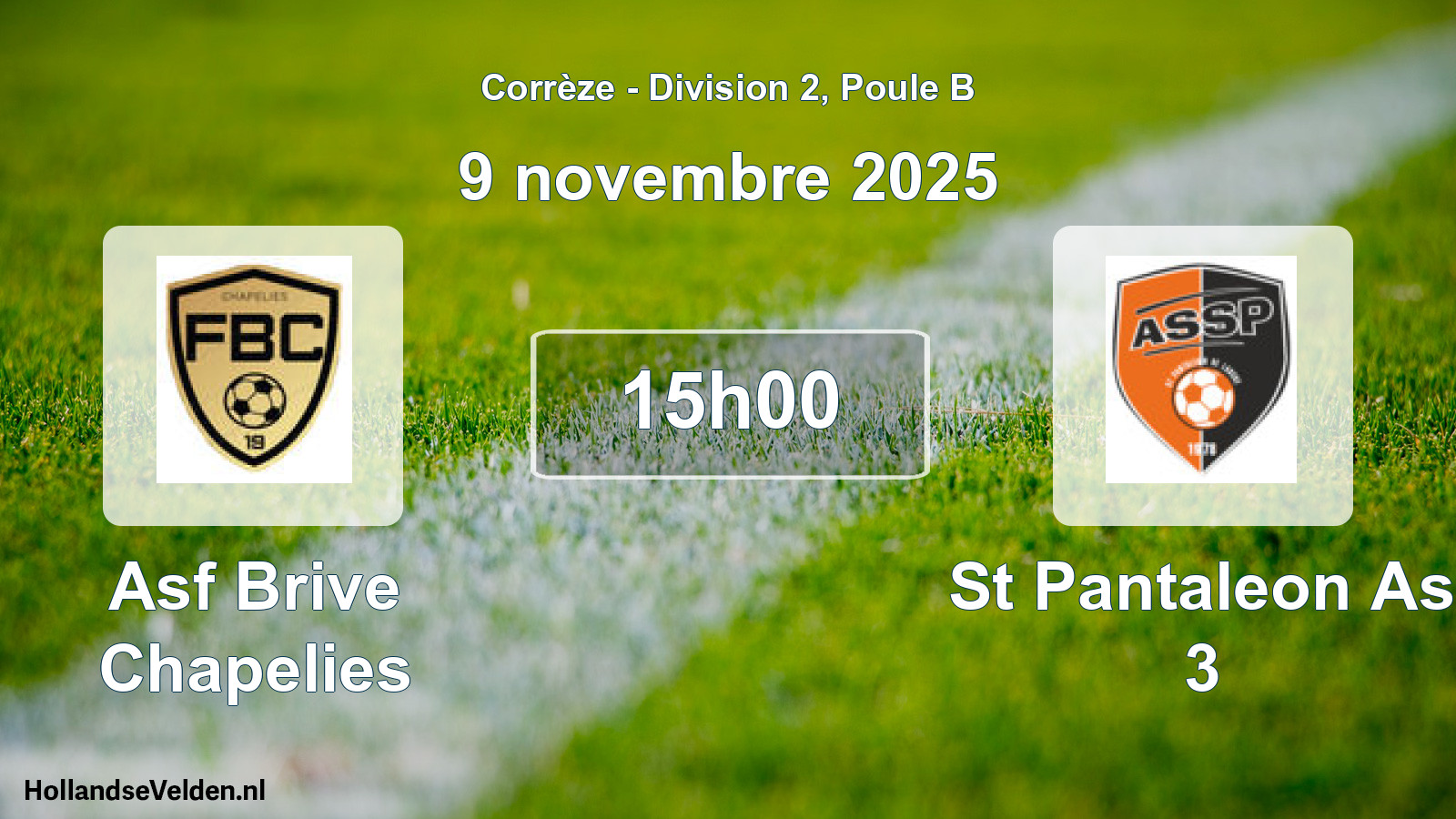 Geplande wedstrijd: Asf Brive Chapelies - St Pantaleon As 3 (9 november 2025)