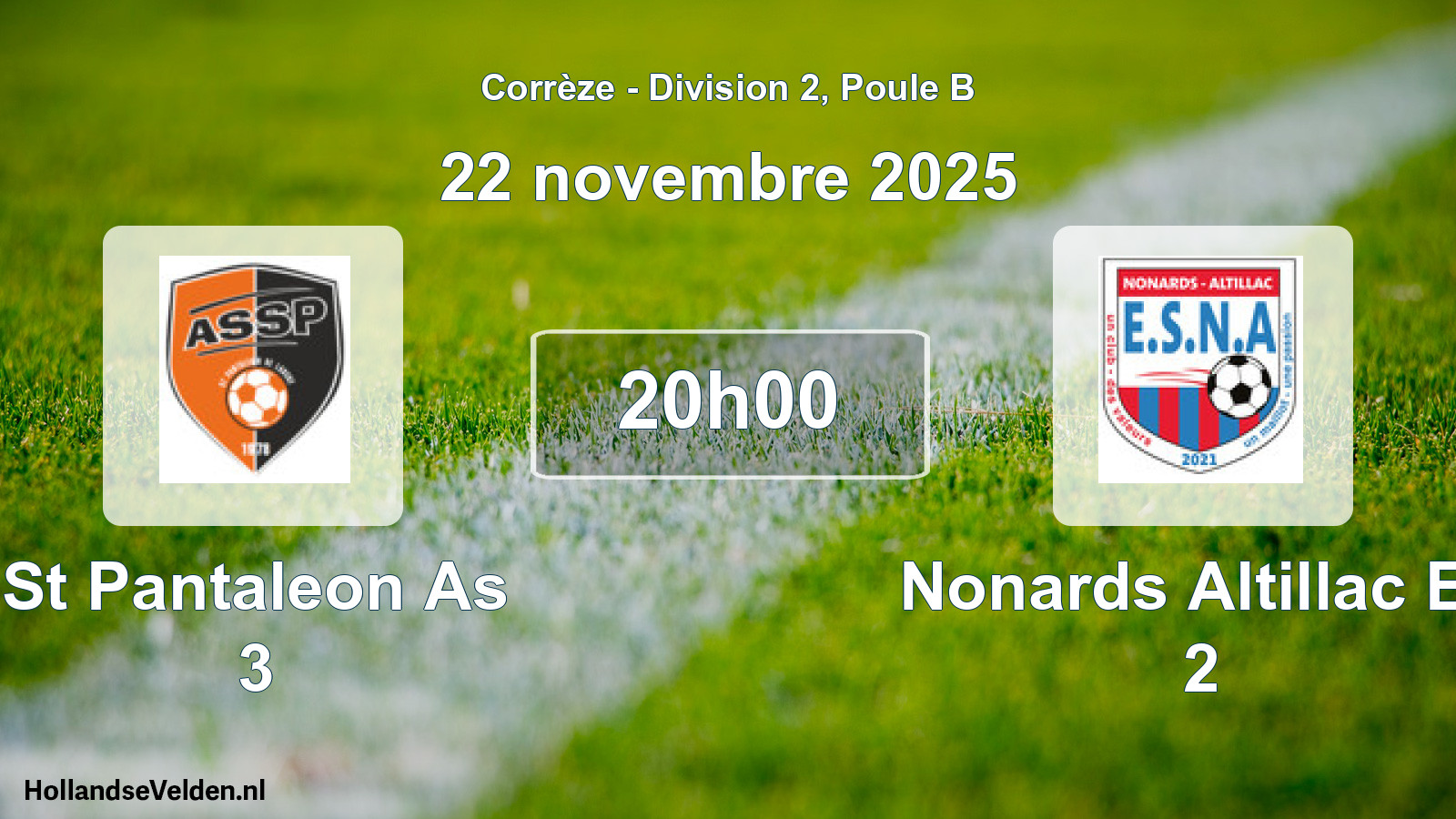 Geplande wedstrijd: St Pantaleon As 3 - Nonards Altillac Es 2 (22 novembre 2025)