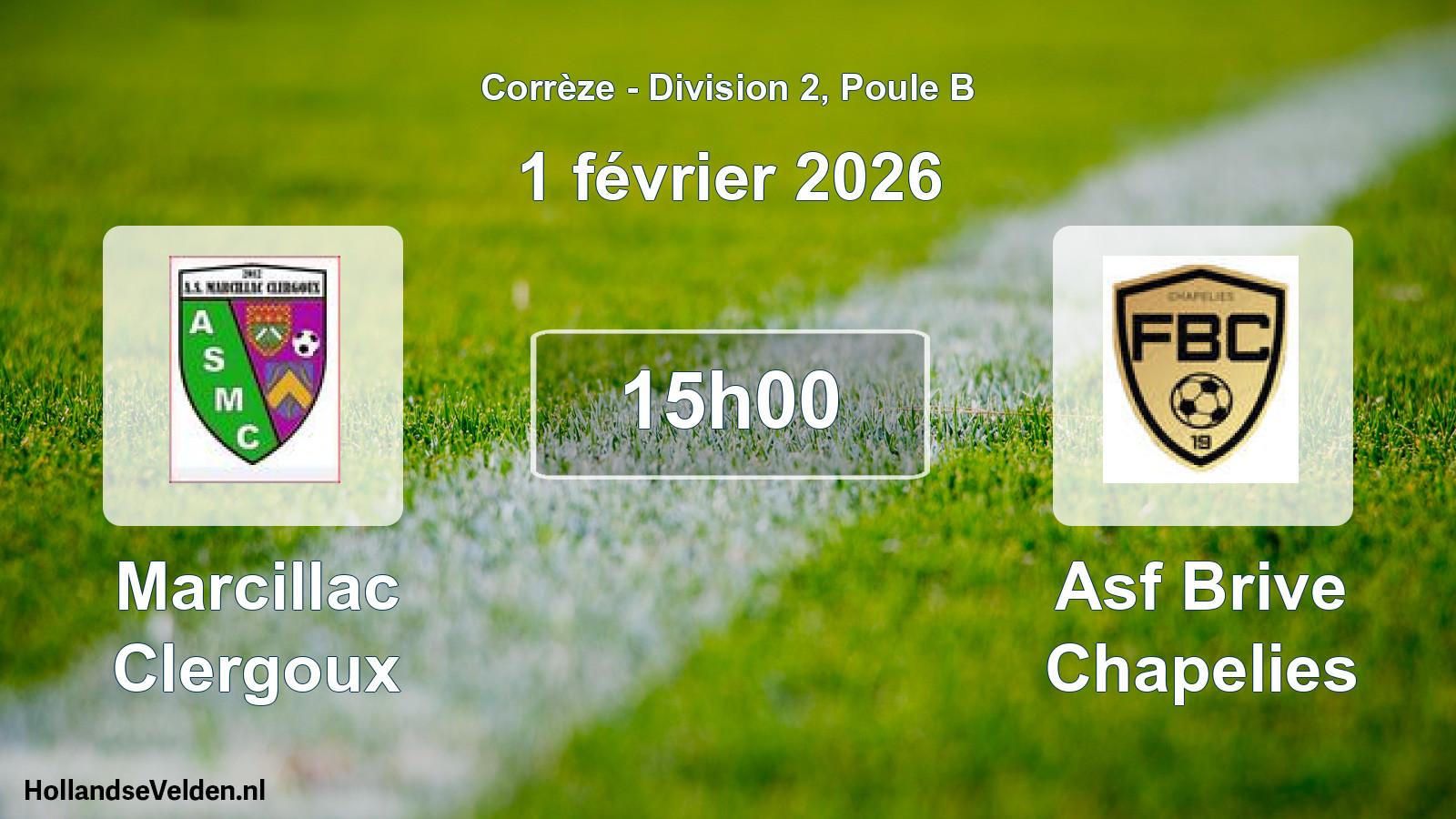 Geplande wedstrijd: Marcillac Clergoux - Asf Brive Chapelies (1 février 2026)