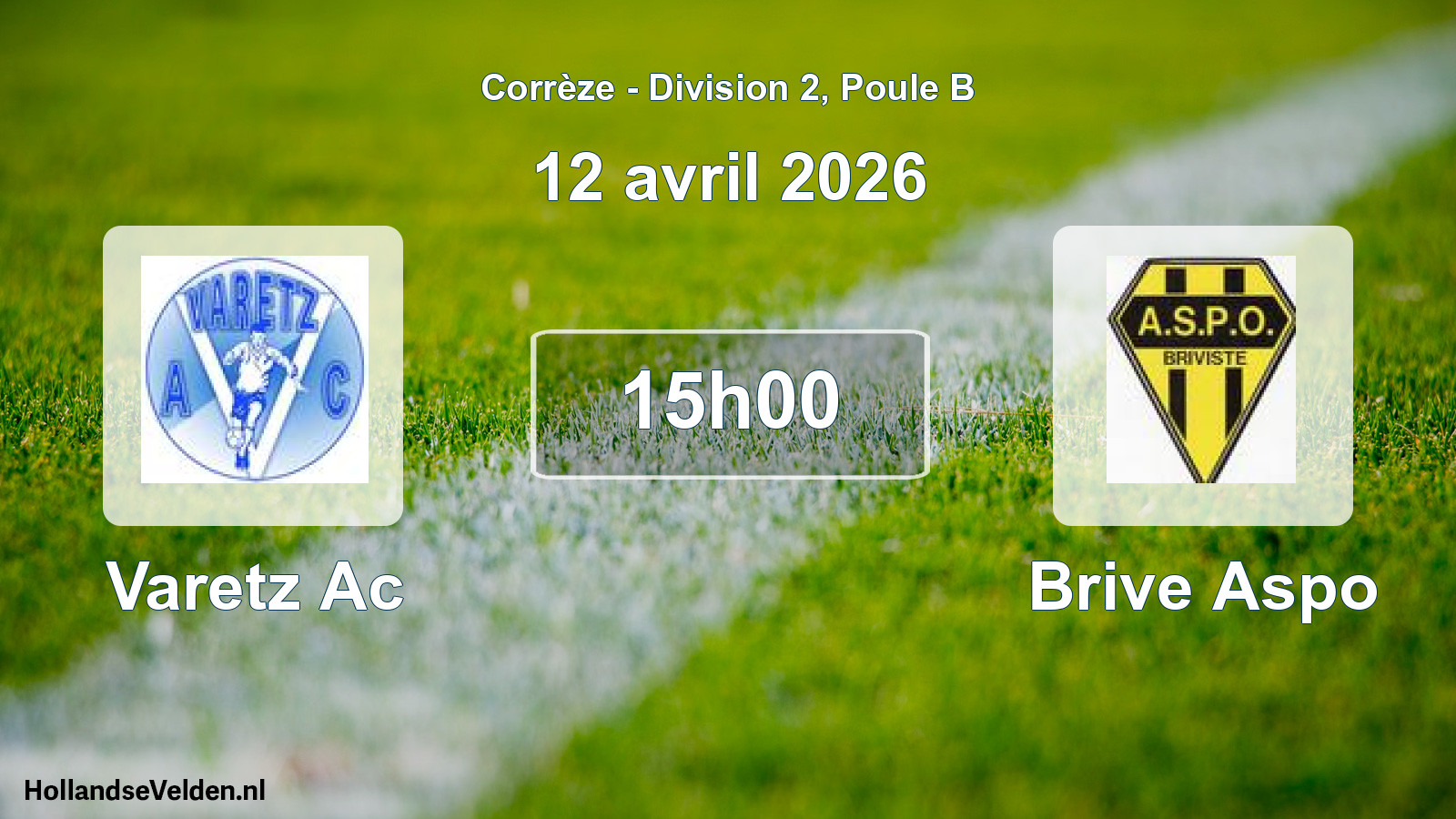 Geplande wedstrijd: Varetz Ac - Brive Aspo (12 avril 2026)