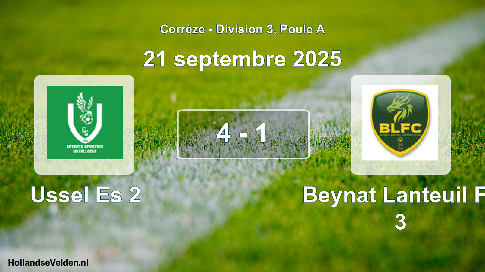 Gespeelde wedstrijd: Ussel Es 2 - Beynat Lanteuil Fc 3 4 - 1 (21 september 2025)